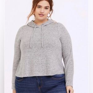 Torrid, Super Soft Plush Light Grey Midi Hoodie, Plus Size 2XL.
